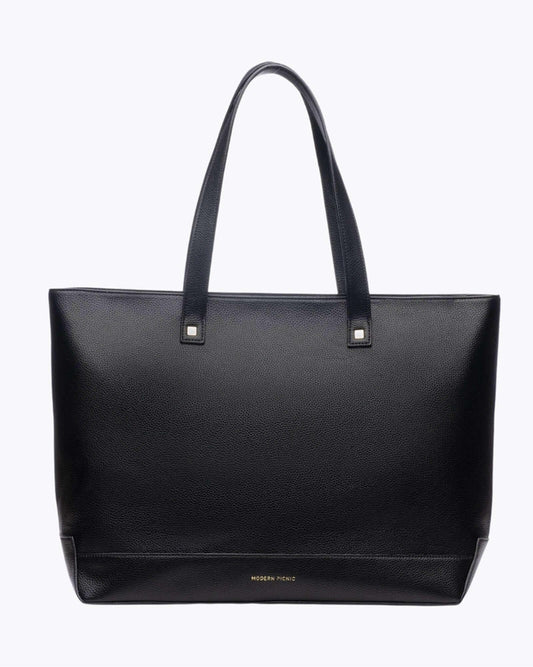 Black pebble tote bag on a white background